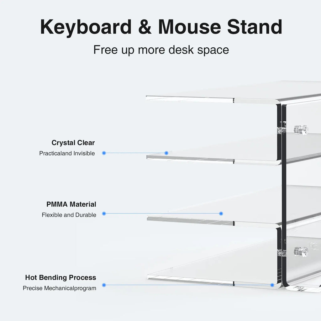 Keyboard Mouse Desktop Organizer Acrylic 3 Tier Stand Frame Shelf Lightweight Keyboard Storage Tool For Study Room Exhibition