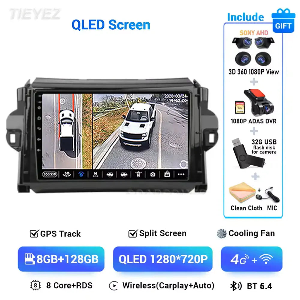 Car Android For Toyota Fortuner 2 SW4 2015-2022 Auto Radio Video Multimedia Player GPS Navigation In-cell QLED Screen 4G 2DIN