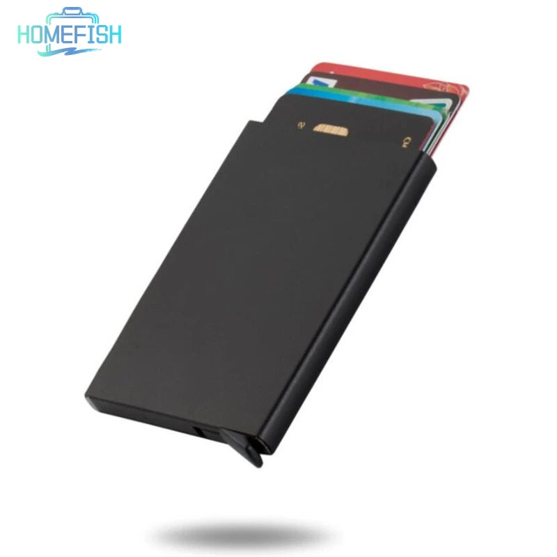 HOMEFISH Smart Wallet Card Holder Metal Thin Men Women Wallets Pop Up Minimalist Wallet Small Black Purse Vallet Walets for Men