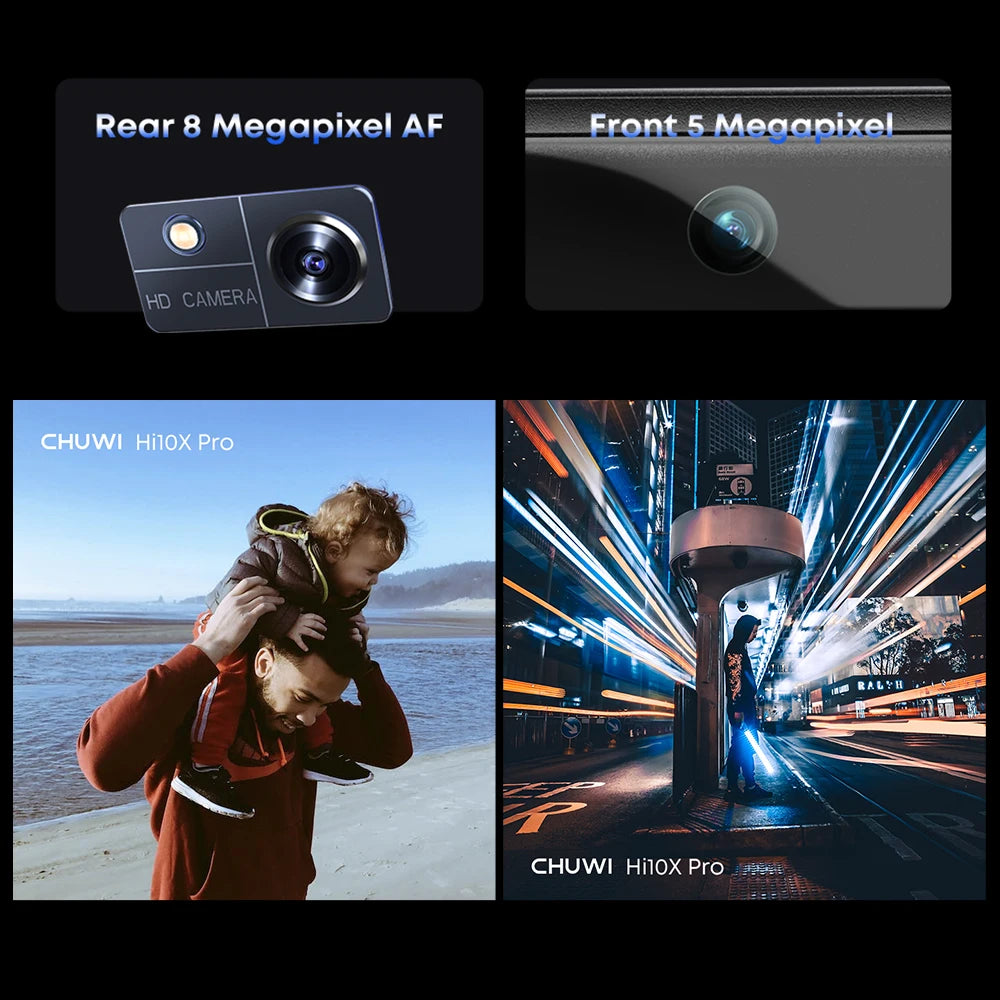 CHUWI Hi10 X Pro 10.1 Inch 800*1280 IPS Screen Unisoc T606 4GB RAM 128GB ROM Tablets 2.4G/5G Wifi Android 14 Tablet PC 7000mAh