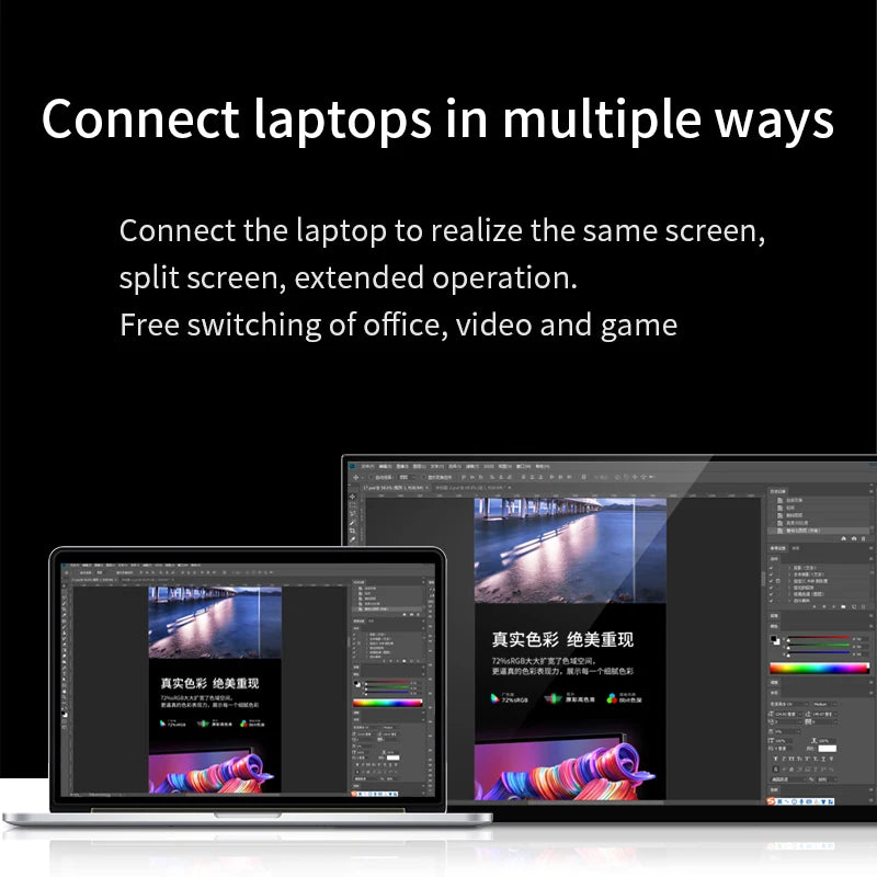 VCHANCE 13.3'' OLED Portable Monitor 1920x1080p Metal Frame with Stand 100%DCI-P3 Office Travel Display Extender for Laptop Mac