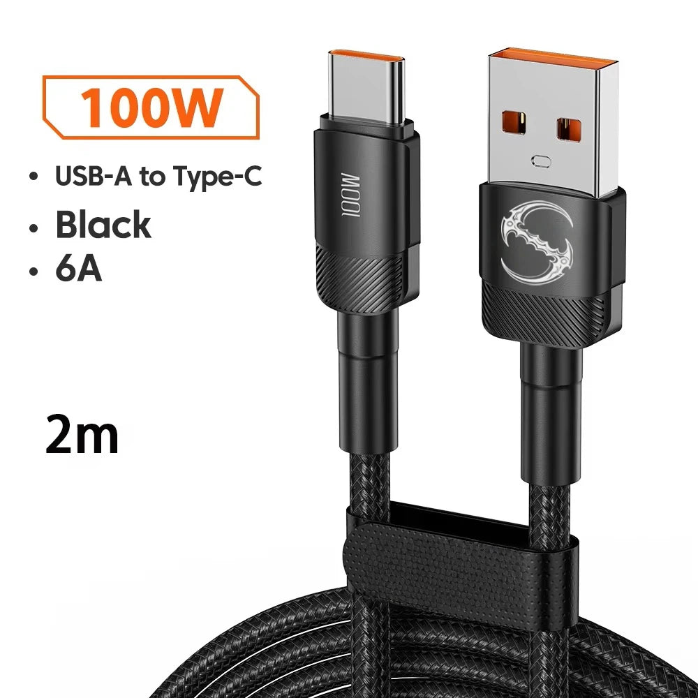 PD 100W Fast Charge 1m/2m/3m USB to Type C Cable Quick Charging Data Cord for Huawei Xiaomi