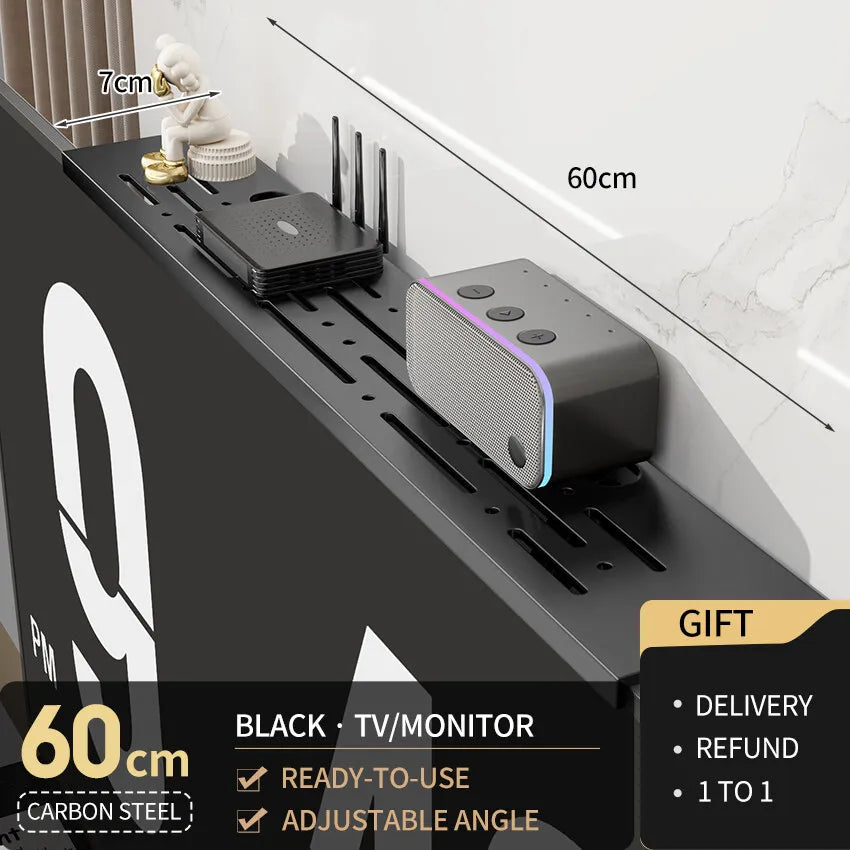 Foldable Computer Monitor Rack TV Set-Top Box Holder Shelf Monitor Screen Bracket Router Remote Stand Storage TV Top Rack Shelf