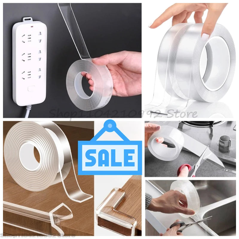 SEAMETAL Super Strong Double Sided Adhesive Tape Washable Reusable Transparent Double Tape No Trace Sticker for Car Home Office