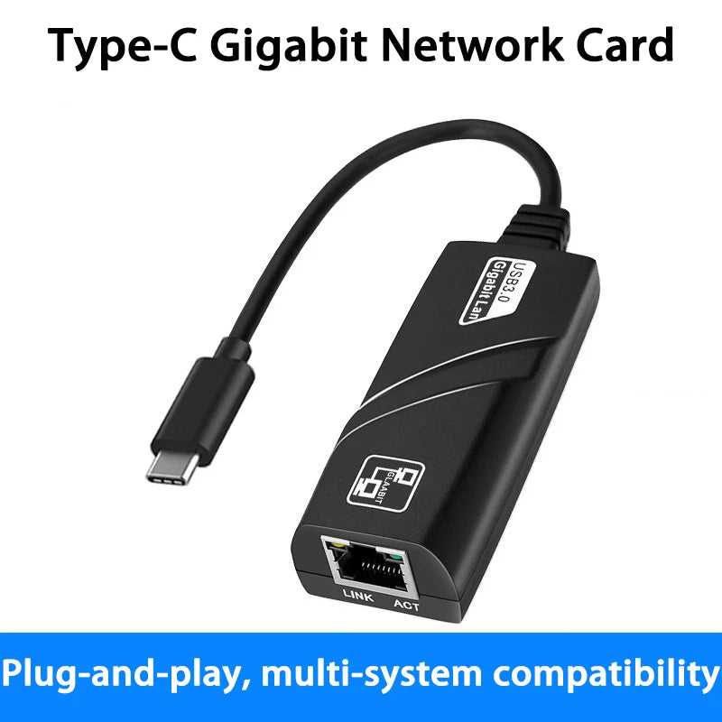 1000Mbps Wired USB 3.0 Type C USB To Rj45 Lan Ethernet Adapter RTL8153 Network Card for PC Macbook Laptop Notebook Windows 10/11
