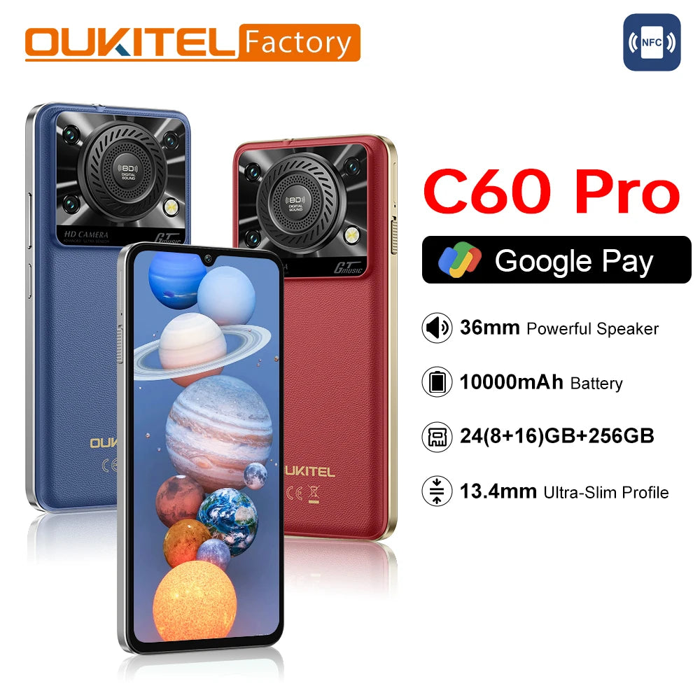 2025 NEW Oukitel C60 PRO Smartphone 6.88"HD 90Hz 24GB+256GB Telephone Portable 10000mAh Battery Smartphone Android 5G Cell Phone