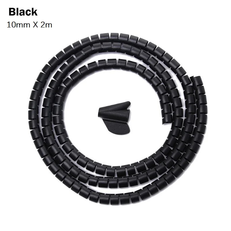 1.5/2m 10/16 mm Flexible Spiral Cable Organizer Storage Pipe Cord Protector Management Cable Winder Desk Tidy Cable Accessories