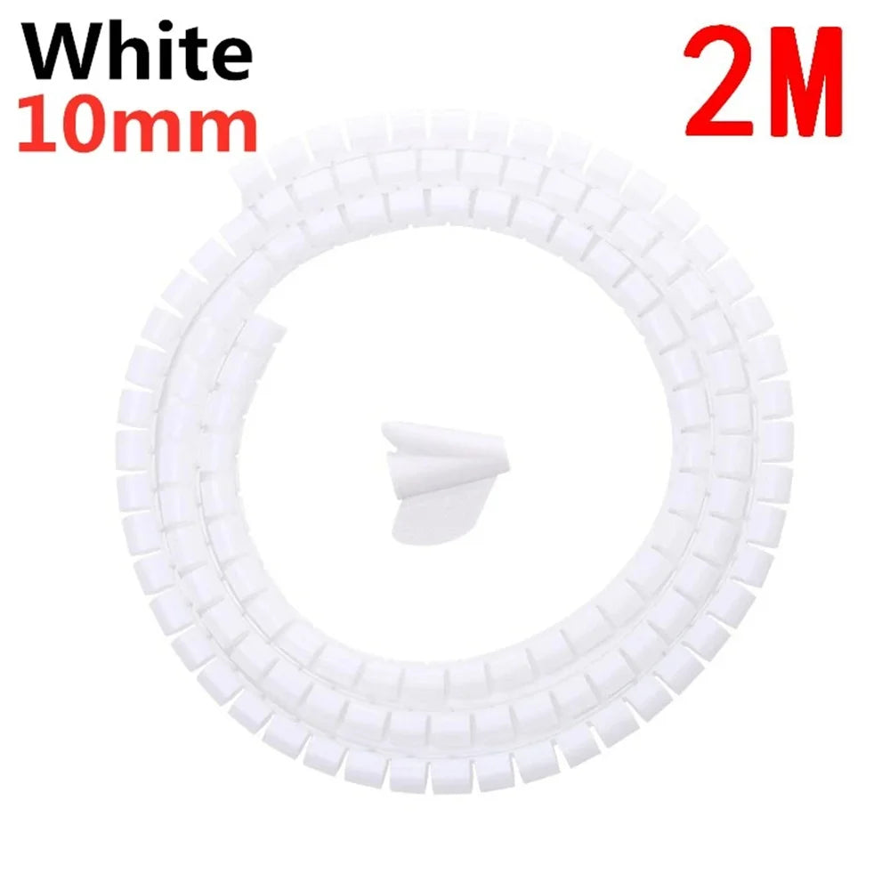 2M Flexible Spiral Cable Protector Wire 10/16mm Storage Wire Protection Cover Computer Cord Clip Organizer Management Tool