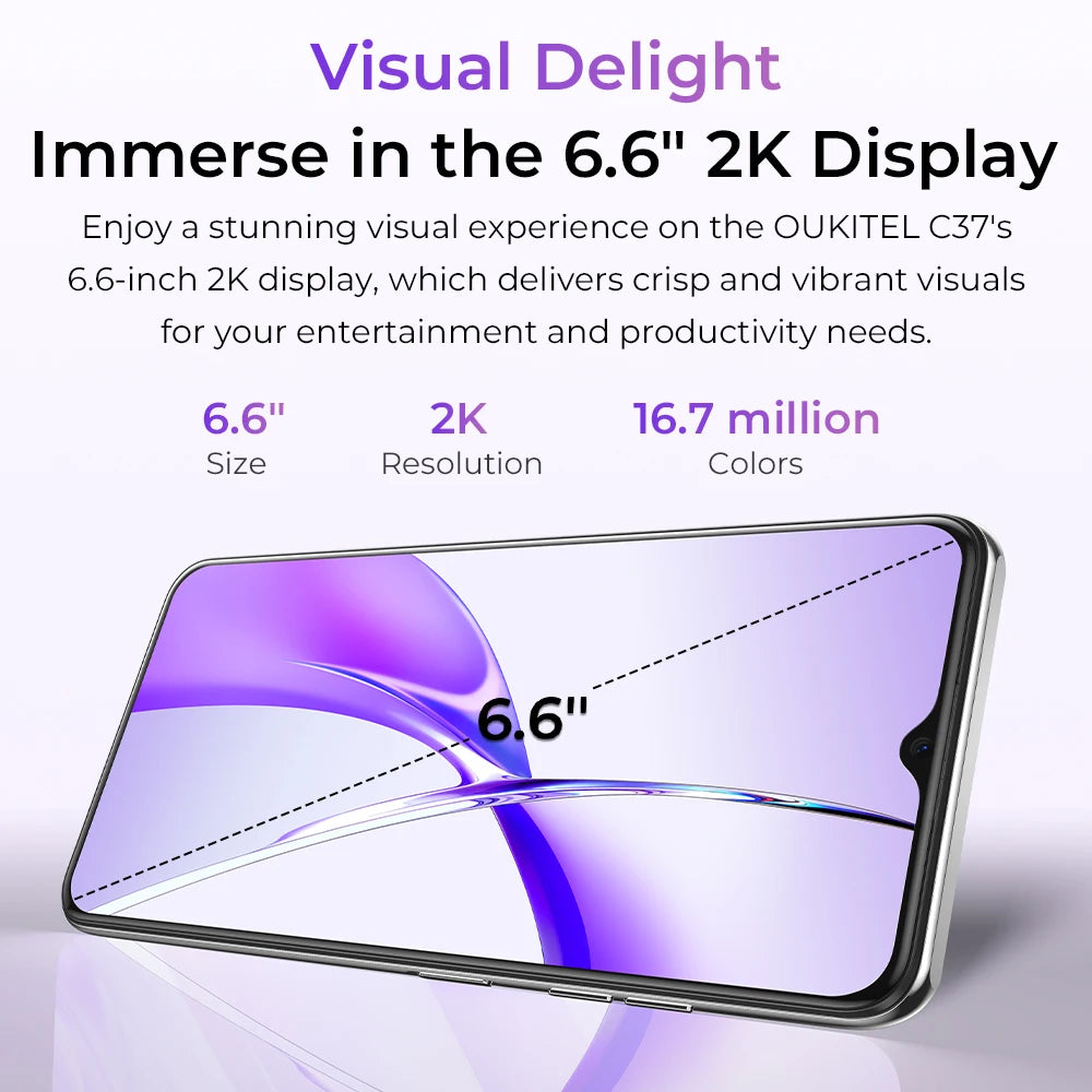 OUKITEL C37 Smartphone 6.6"FHD+ 5150 mAh 6GB+256GB Mobile Phone 48MP Android 13 Cell Phone