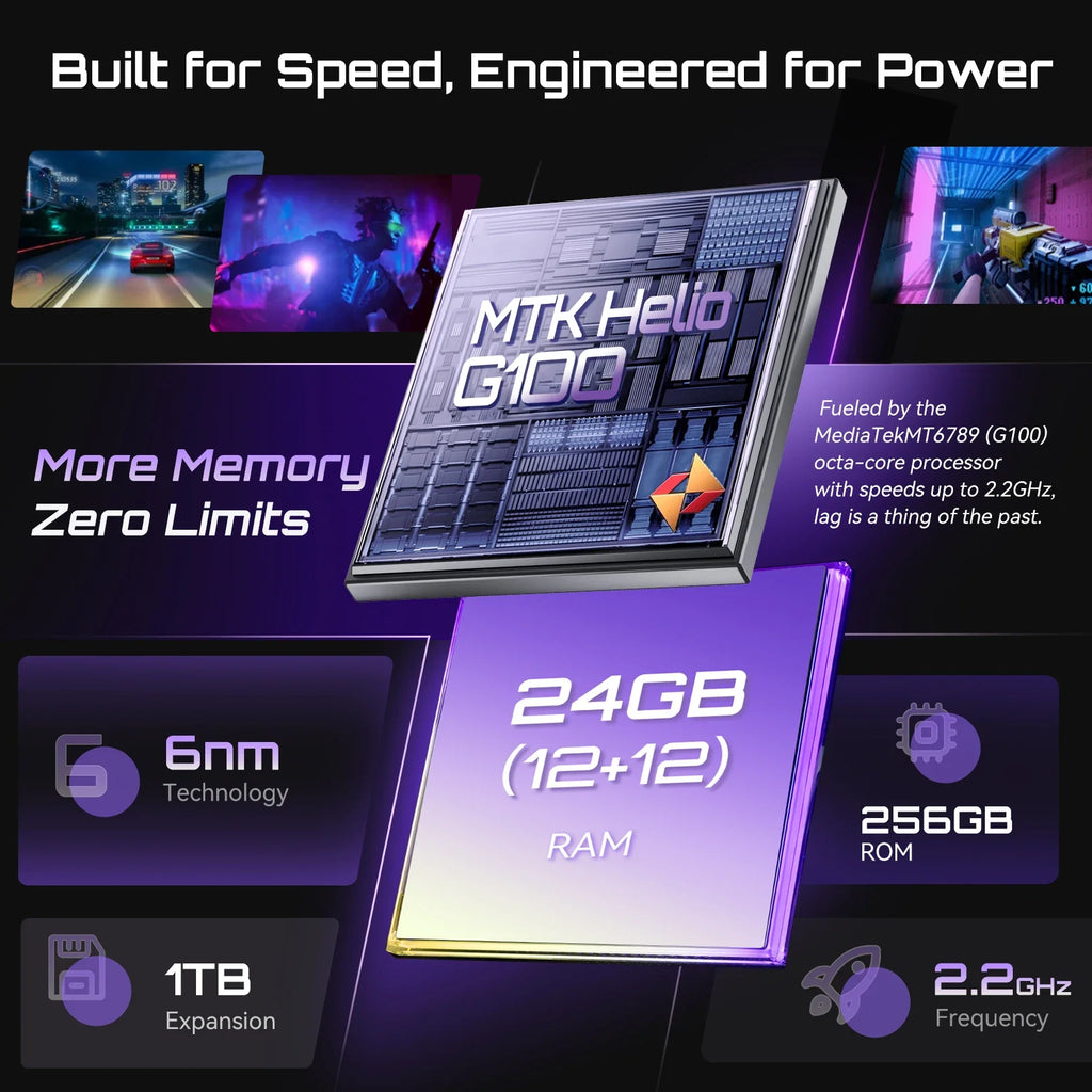 Cubot P90 Smartphone Android G100 Octa-core 2.2GHz Dual Speakers 24GB+256GB Mobile Phone 6.88" 120Hz 64MP 5100mAh Cellphone NFC