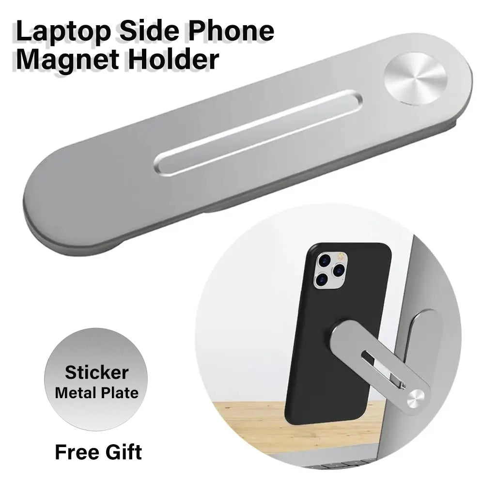 Laptop Side Cellphone Magnet Holder Adjustable Portable Magnetic Stand Monitor Expansion Phone Metal Bracket for iPhone 16 15 14