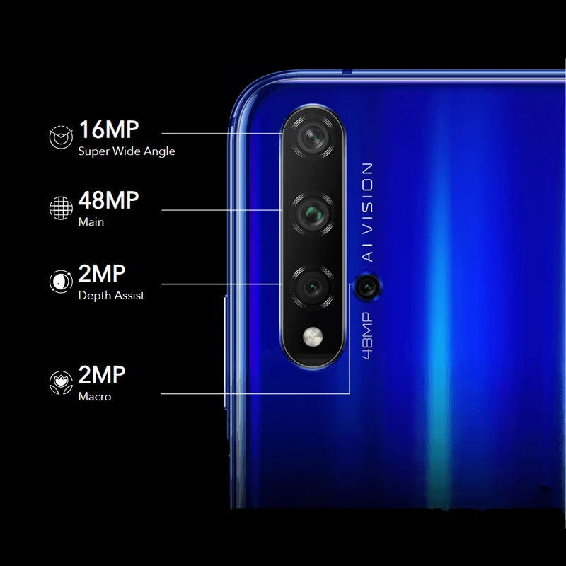 Global Rom Honor 20 Cell phone Kirin 980 Octa Core 8GB RAM 256GB RAM 3750mAh Super Charge 6.26 inch Support Google Play