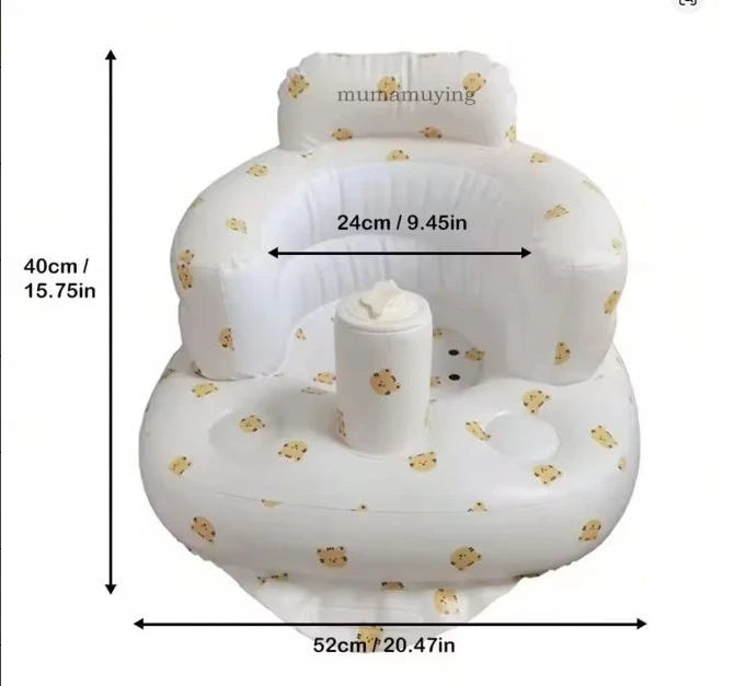 Baby Inflatable Sofa Children Puff Portable Bath Chairs PVC Multifunctional Seat Practice Sitting Bath Stool