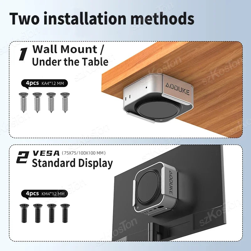 For Mac Mini M4 Desktop Computer Under Desk Stand Metal Mount Holder Behind The VESA Monitor for Mac Mini M4 Pro PC Accessories