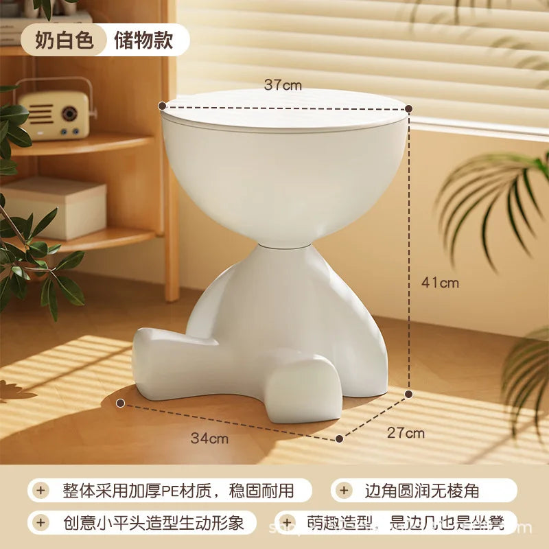 Cream Coffee Table Sofa Bed Side Table Modern Simple Home Accessories Living Room Decor Creative Flat Head Plastic Round Tables