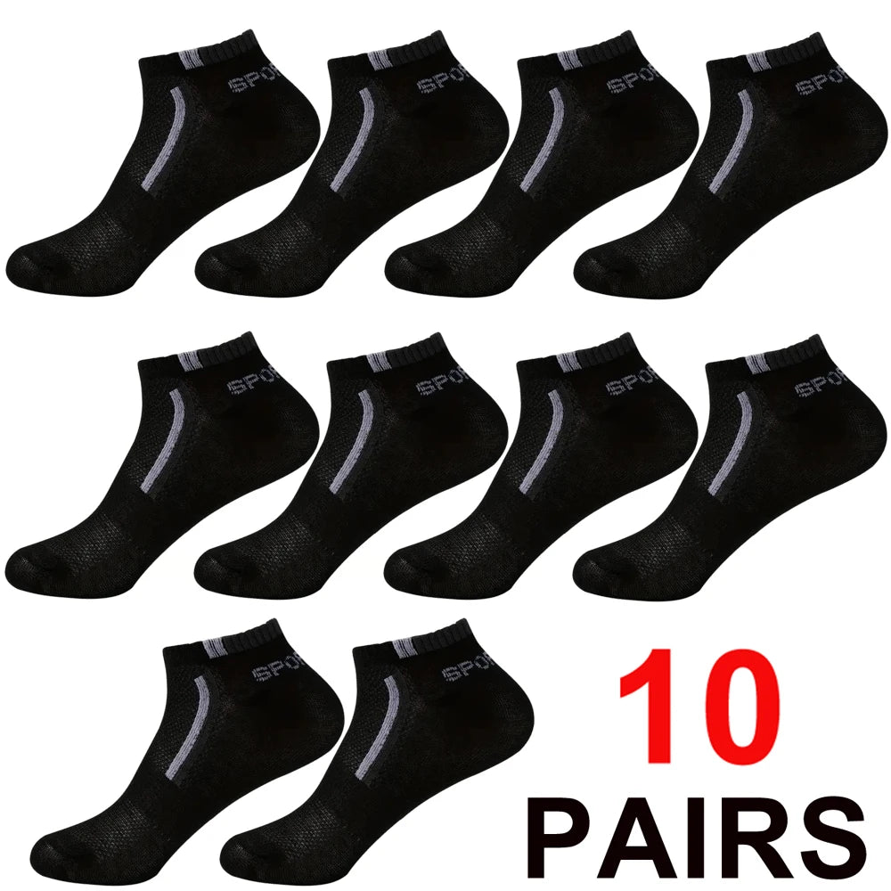 Men's Anti-Slip Boat Socks-5Pair Block Print Ankle Socks for Business & Sports, Breathable Sweat Resistant Anti-odor Comfortable