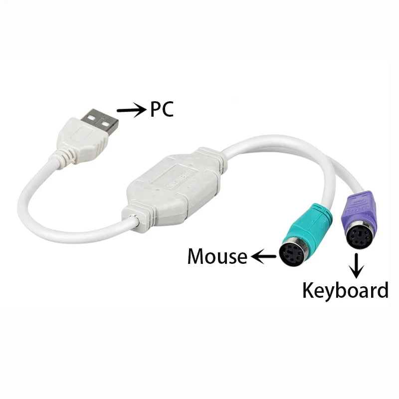 OULLX USB Male to Dual PS2 Female Cable Adapter Converter USB to Two PS/2 for mouse, keyboard, computer cable, and more