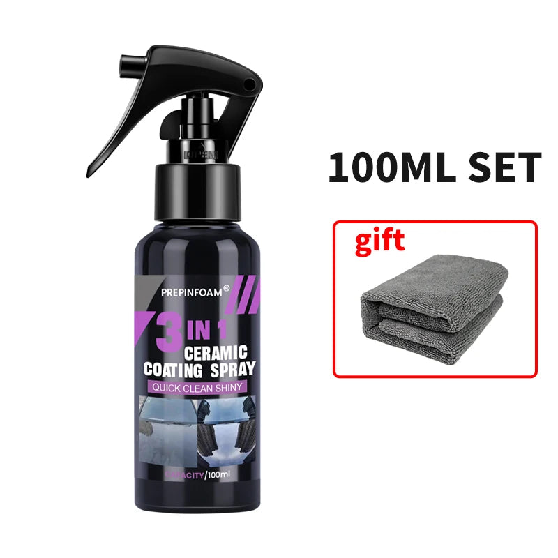 3 in 1 Car Ceramic Liquid Coating Spray Nano Crystal Hydrophobic Layer Polishing Agent High Gloss Paint Protection Wax Car Care