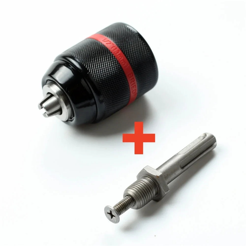 2-13mm Keyless Threaded Metal Drill Chuck, Hex Shank/SDS/Square Quick Grip Adapter, Chuck for Drill Bits Screwdriver Tap&Sockets