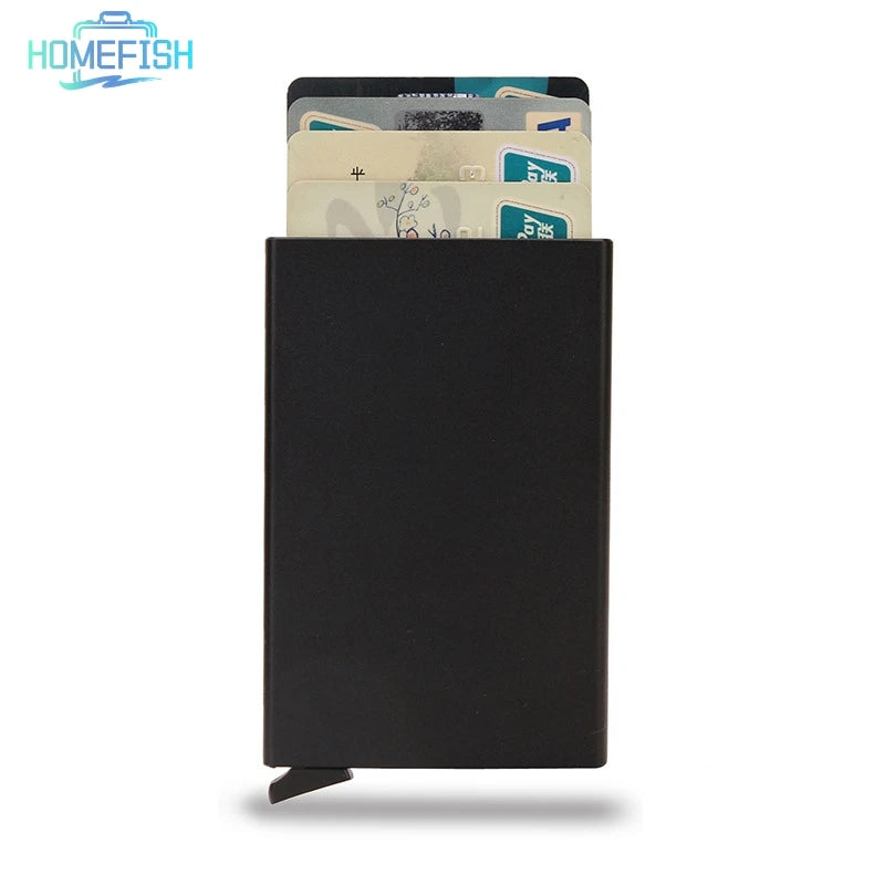 HOMEFISH Smart Wallet Card Holder Metal Thin Men Women Wallets Pop Up Minimalist Wallet Small Black Purse Vallet Walets for Men