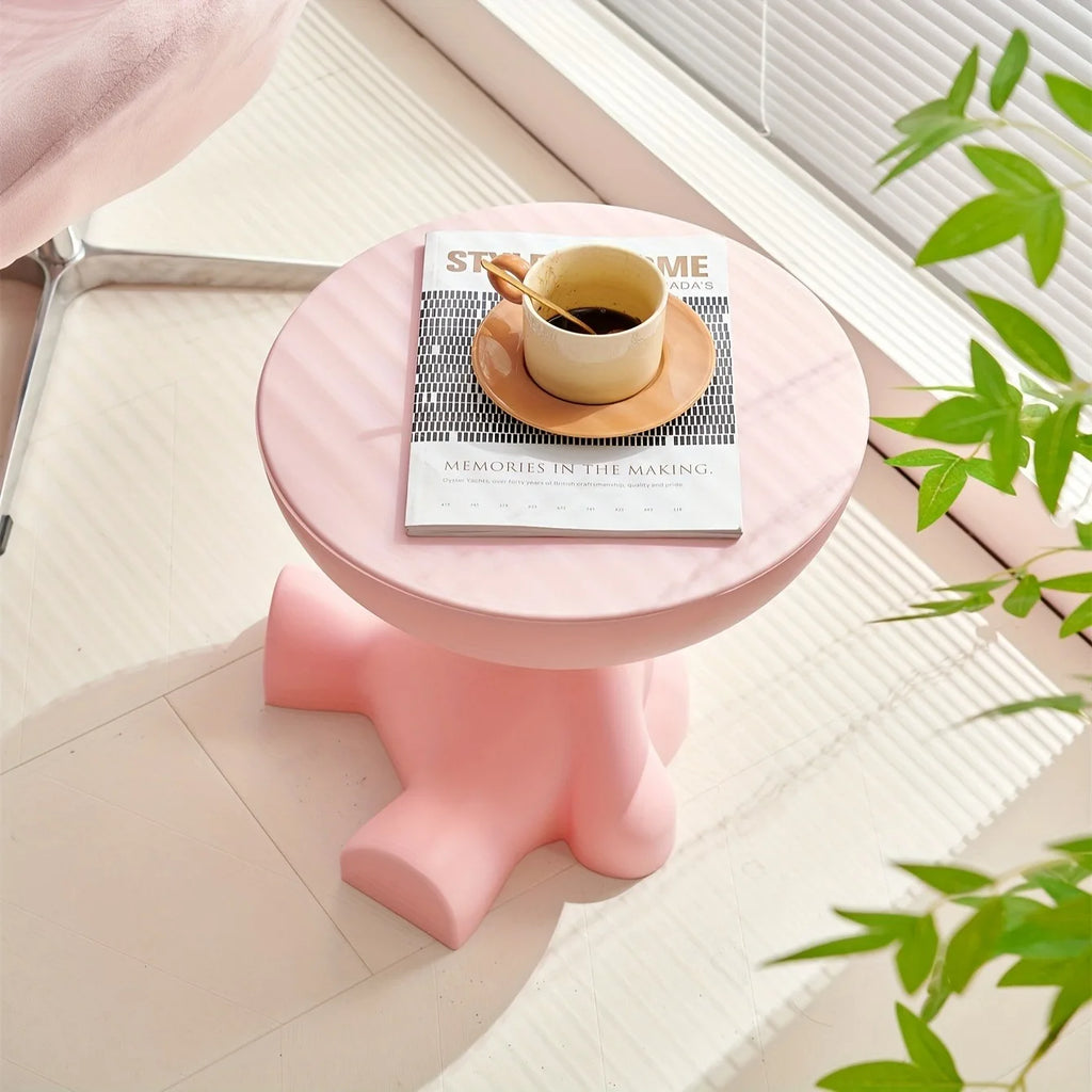 Cream Coffee Table Sofa Bed Side Table Modern Simple Home Accessories Living Room Decor Creative Flat Head Plastic Round Tables