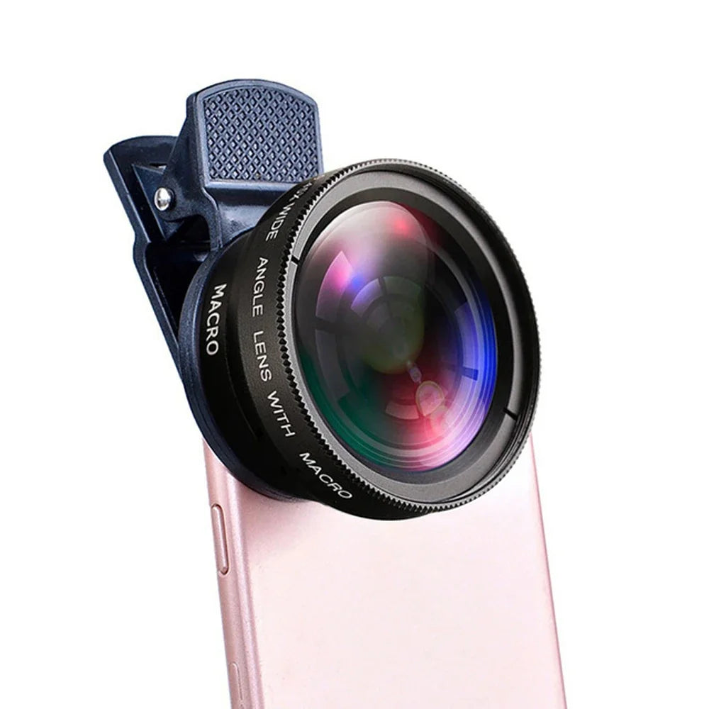 37mm Mobile Phone Lens Professional 0.45X 49uv Super Wide-Angle + Macro HD Lens For iPhone Android 2 IN 1 Lens Universal Clip