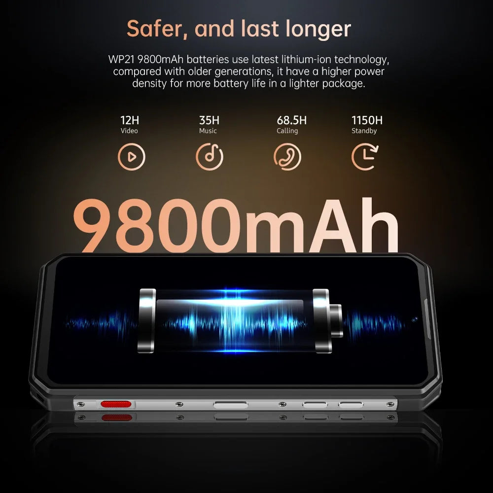 Oukitel WP21 Rugged Smartphone Andriod Dual Screen 12GB+256GB Mobile Phone 64MP Camera 9800mAh Battery  66W 120Hz Cellphone