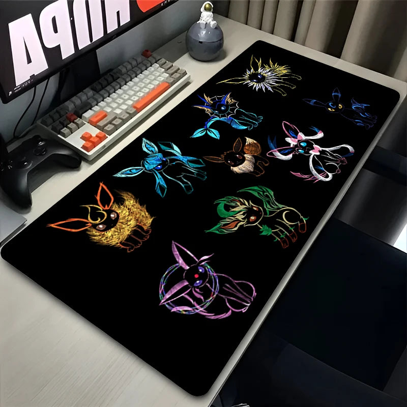 Kawaii Japan Anime Mouse Pad PC Colorful E-eevee Gamer Cabinet Mousepad HD P-pokemonS Keyboard Rug Laptop Gaming Rubber Desk Mat