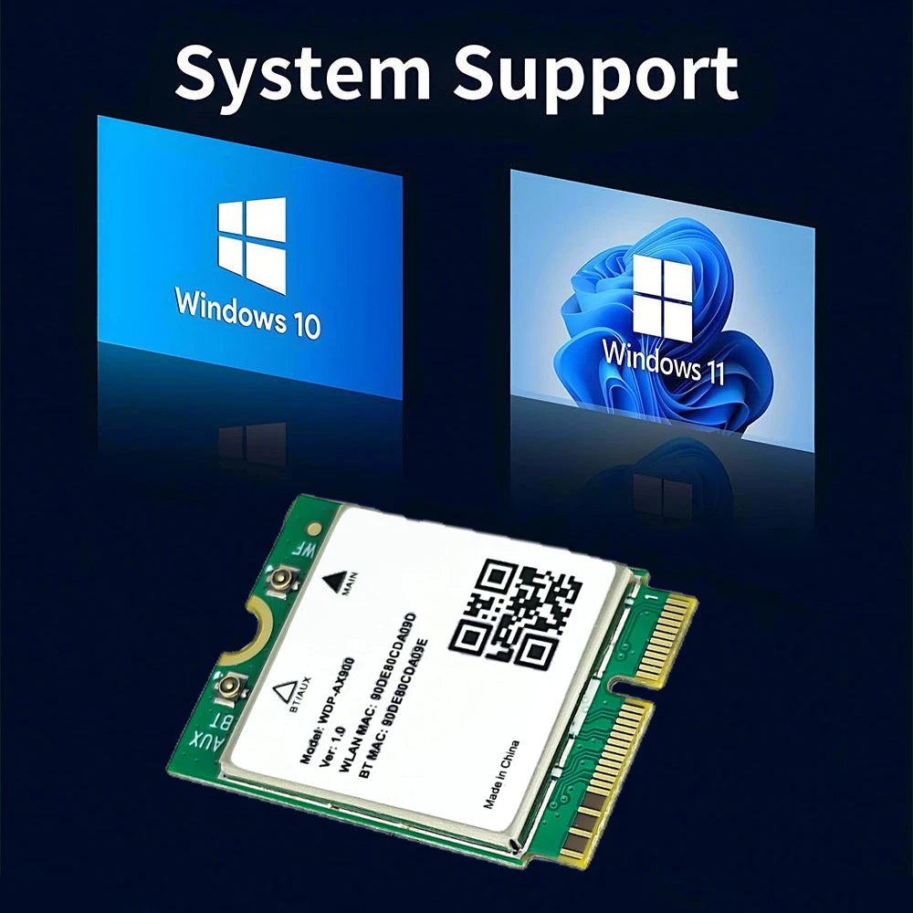 WiFi 6 Bluetooth 5.4 M.2 Network Card WDP-AX900 2.4G&5GHz Wireless Adapter For Laptop Computer Windows 10/11