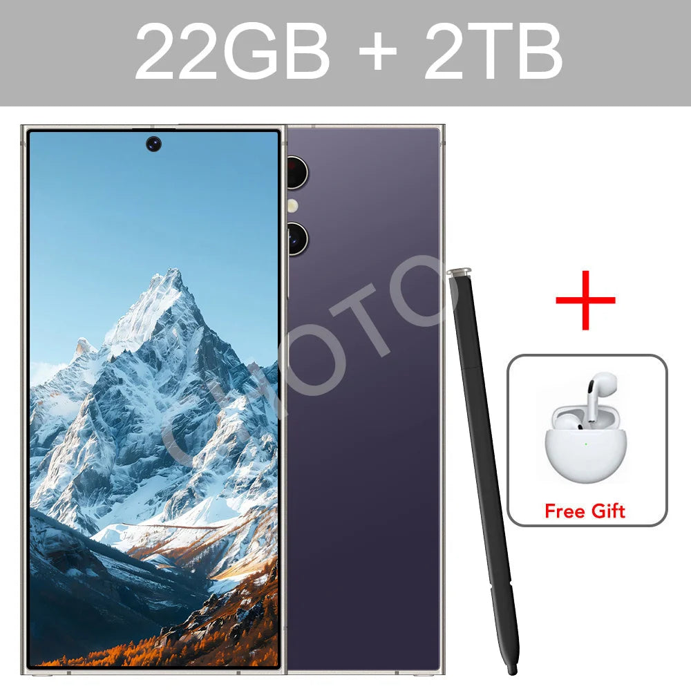 Screen Protector For SMS 25 Ultra Mobile Phones 22GB+2TB Cell Phone Tempered Glass Film For Android Smartphone 7.3''HD Cellphone