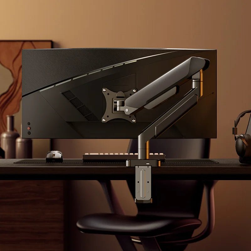 Single Monitor Mount Bracket for 14″–32″ Screens, Height Adjustable Monitor Arm with C-Clamp, Home Office Monitor Stand