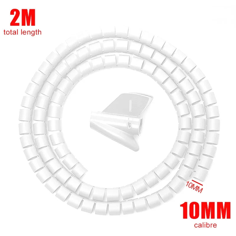 2M Spiral Cable Wire Protector Cable Organizer Computer Cord Protective Tube Clip Organizer Management Tools 10/16/22/28/32mm