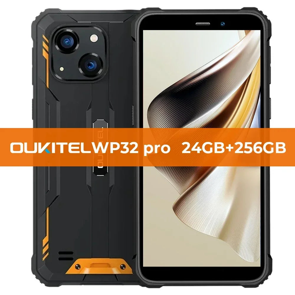 Oukitel WP32 Pro Rugged Smartphone 24GB+256GB 6" HD  20MP Cellphone NFC 6300mAh Octa Core Mobile phone