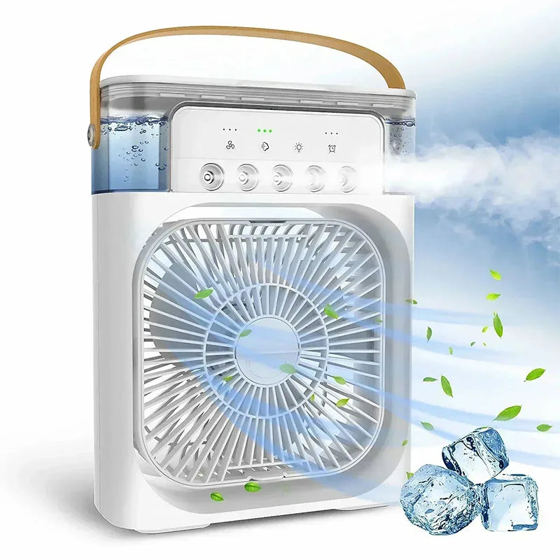 New 3 In 1 Portable Fan AIr Conditioner Household Mini Air Cooler LED Night Light Humidifier Air Adjustment Fan Office Home Fan