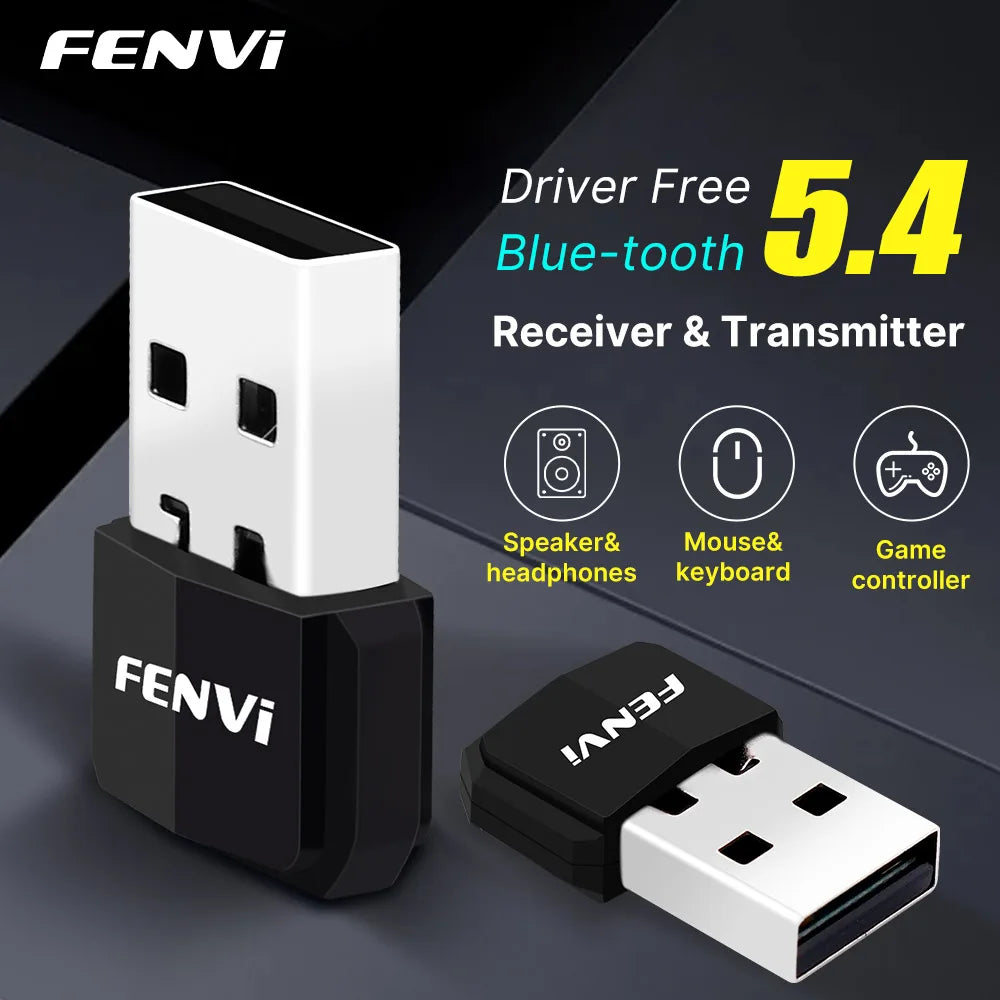 FENVI USB Bluetooth 5.4 Adapter Transmitter Receiver Bluetooth 5.3 Dongle Wireless USB Adapter For Mouse Keyboard Speaker Music