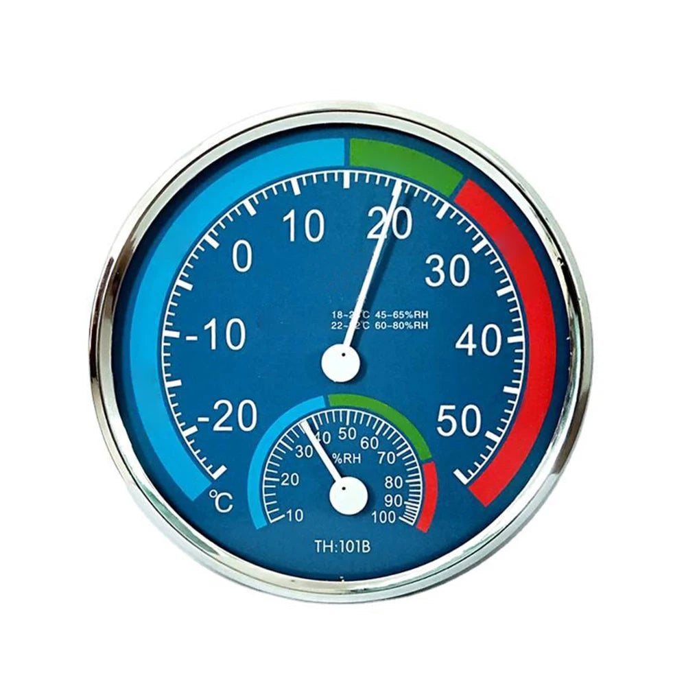 Mini Round Pointer Thermometer Hygrometer -30℃-50℃ Thermometer 20%-100% Hygrometer Indoor Office Humidity Monitor
