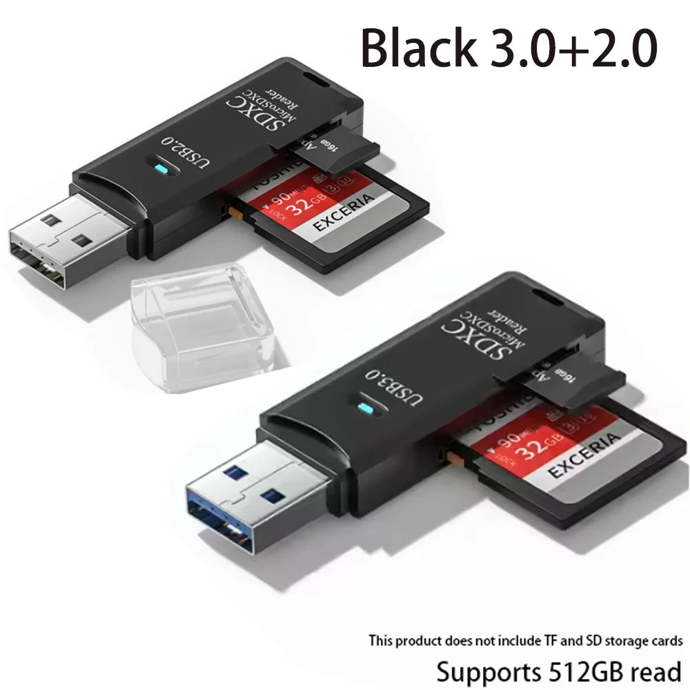 2 IN 1 USB 3.0 /USB 2.0 Card Reader SD TF Card Memory Card Reader High Speed Smart Card reader Adapter For PC Laptop Accessories