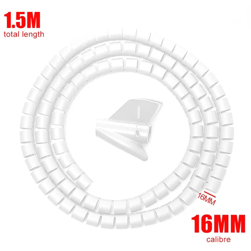 2M Spiral Cable Wire Protector Cable Organizer Computer Cord Protective Tube Clip Organizer Management Tools 10/16/22/28/32mm