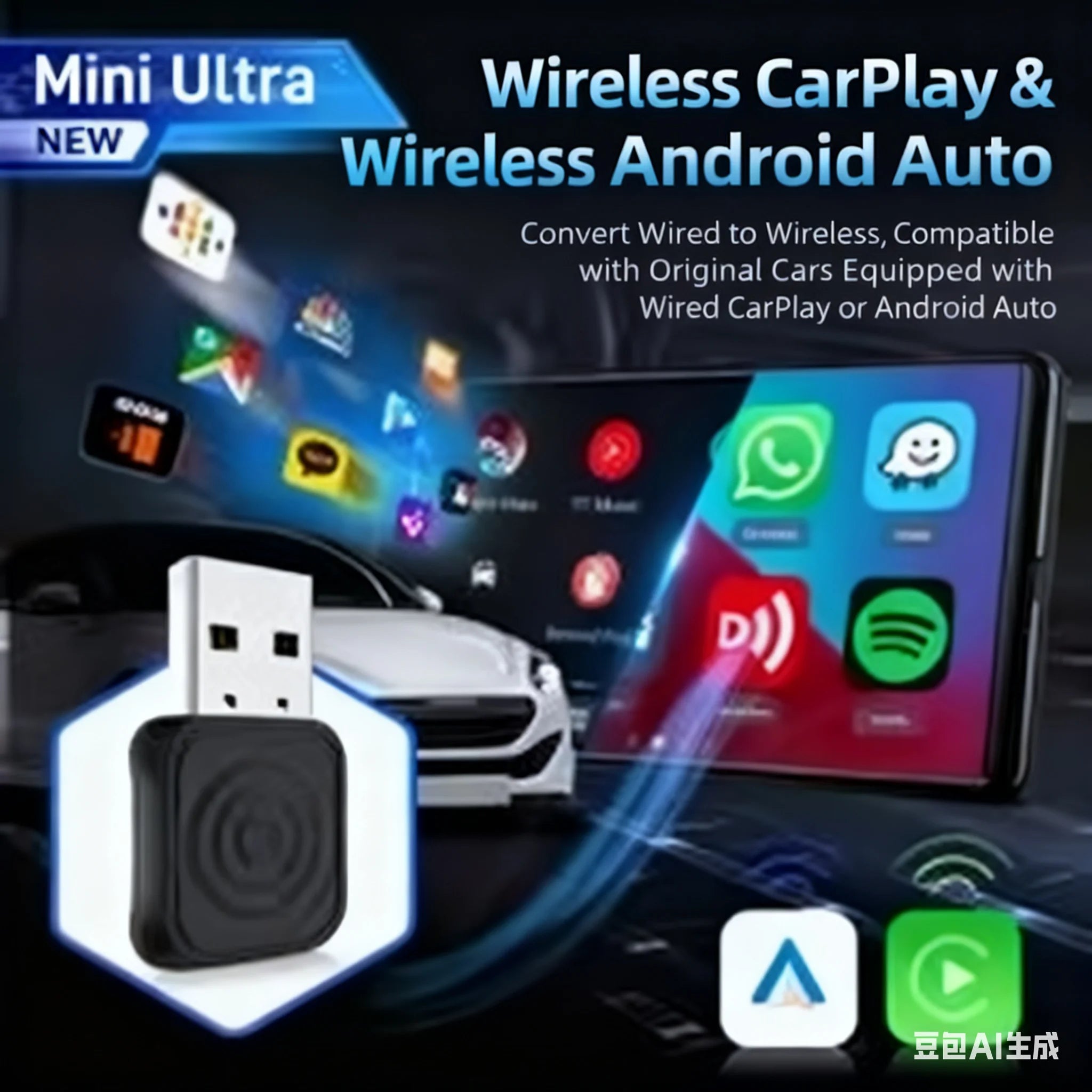 Mini Ultra Car Smart Box - Convert Wired CarPlay/Android Auto to Wireless for Original Vehicles  Wireless Carplay