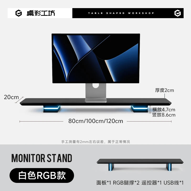 RGB LED Monitor Riser for Gaming Desk, Desktop Screen Elevation Stand, Laptop Holder, Multi-Layer Organizer,  Desk Accessory