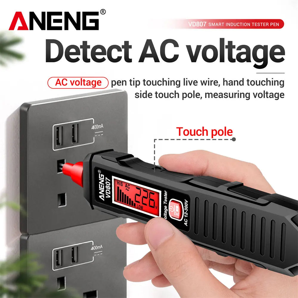 Digital Voltage Tester Pen ANENG VD807 Detectors 24-300V AC voltage Non-contact Induction NCV Zero live wire test Tools