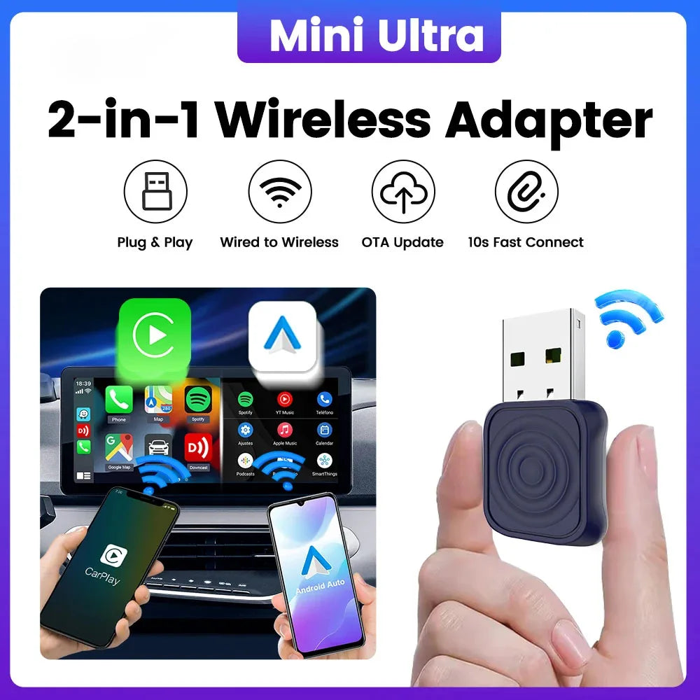Mini Ultra Car Smart Box - Convert Wired CarPlay/Android Auto to Wireless for Original Vehicles  Wireless Carplay