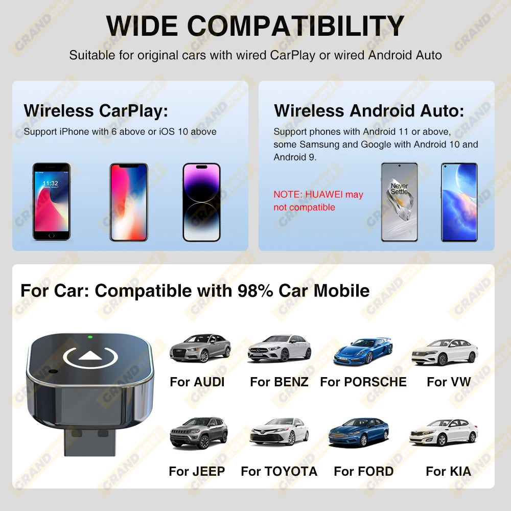 New Wireless CarPlay Android Auto Adapter USB Dongle Smart Mini Box Plug And Play Universal For VW Toyota Nissan Honda Ford Benz