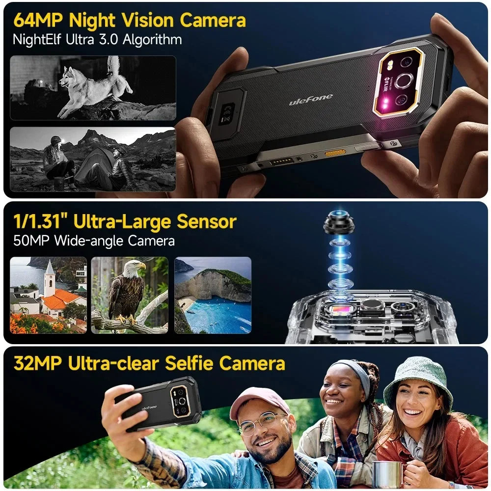 Ulefone Armor 27T Pro 5G Rugged Smartphone Android 10600mAh 6.78 Inch Up to 24GB RAM 256GB ROM 64MP Night Camera Cellphone NFC