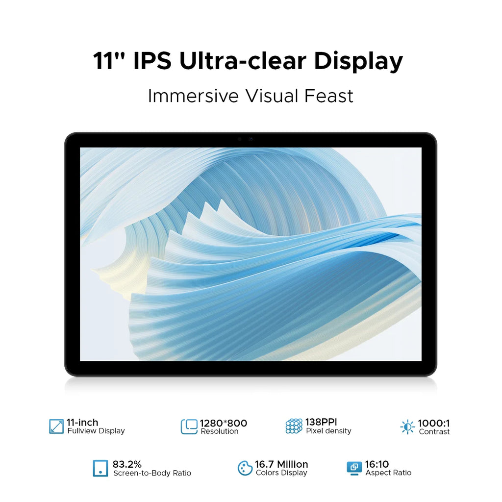 DOOGEE U11 Android 15 Tablet 11" Ultra-clear 90Hz Display 16GB(4+12) 128GB 8580mAh Battery Unisoc T606 octa-core Dual Speaker