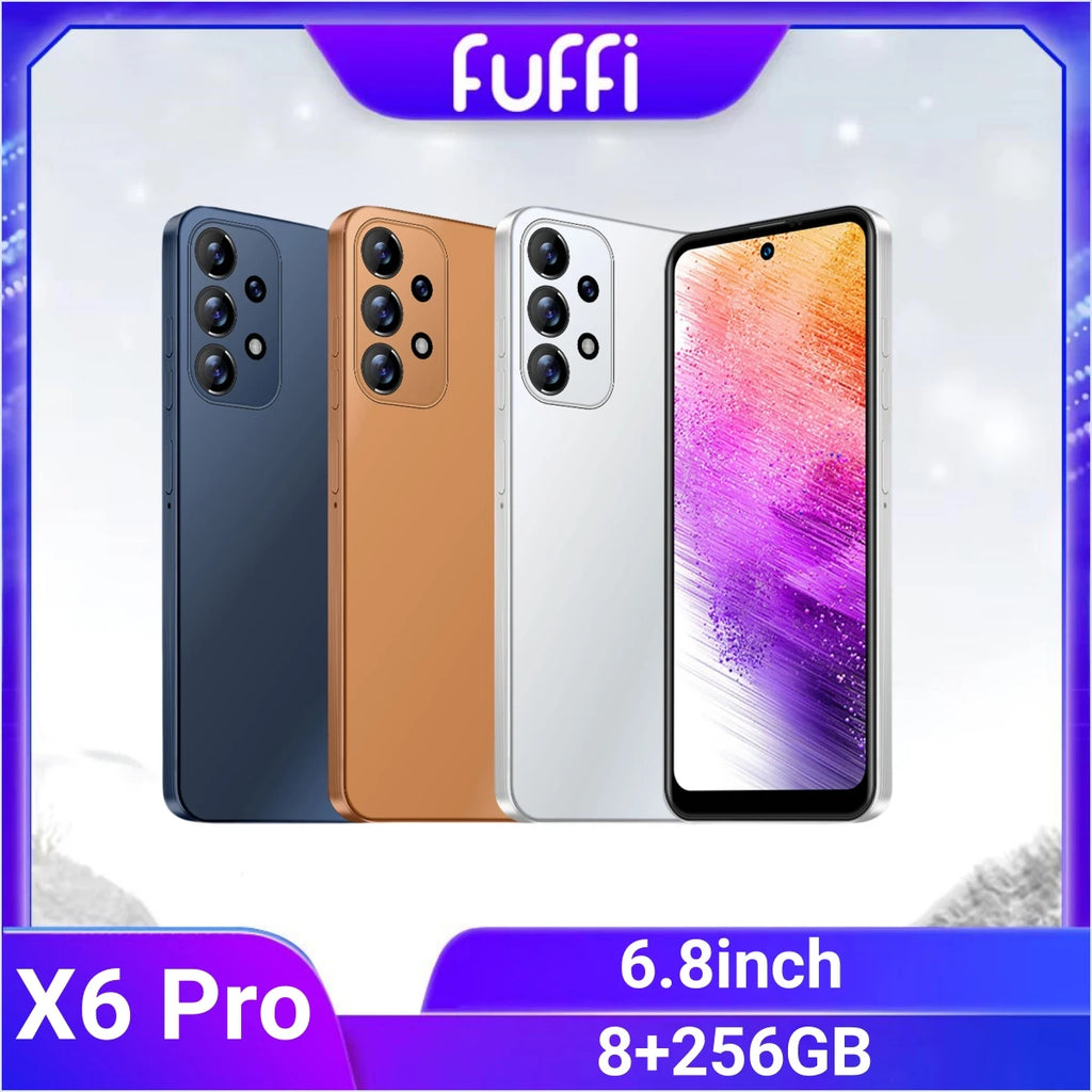 FUFFI-X6 Pro,Smartphone Android,6.8 inch,8+256GB ROM,Mobile phones 6800mah Battery,Dual SIM,Google Play Store Cell phones