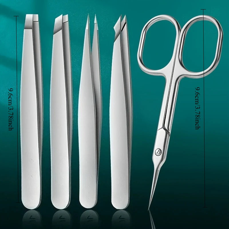 5pcs Professional-Grade Foot Care Kit with Stainless Steel Cuticle Scissors, Tweezers, and Nail Tools - Portable,Foot Care Tools