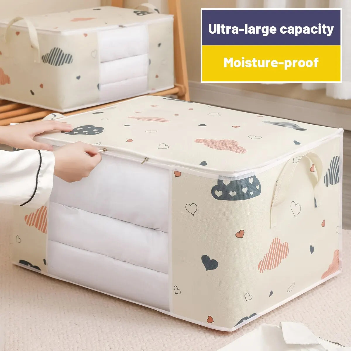Large Capacity Multi-Purpose Storage Bag with Handles, Dustproof  Moisture-Resistant Odorless Non-Woven Fabric
