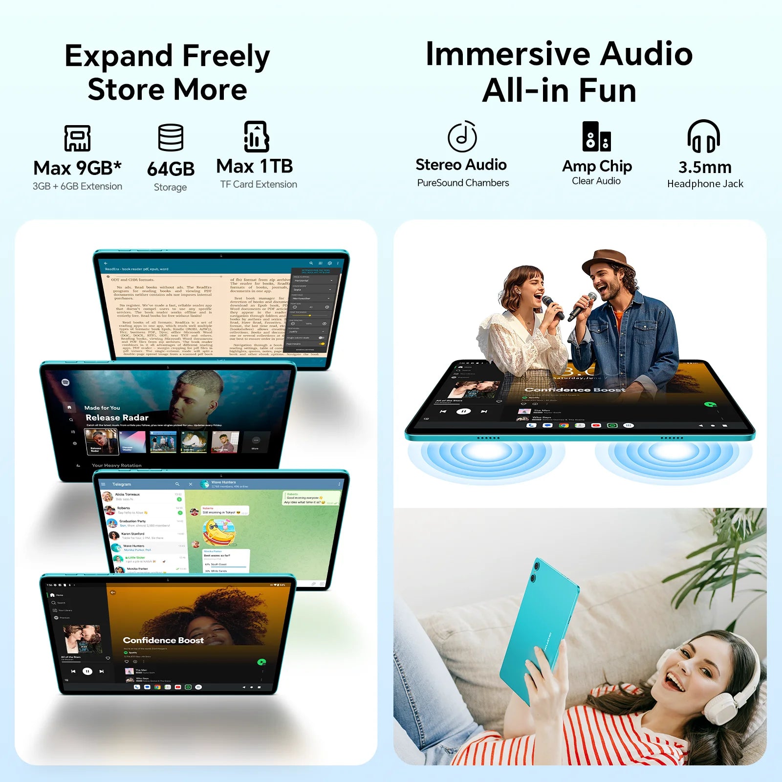 Teclast P33 Tablet Android 15 10.1" IPS A333 5-core Max 9GB RAM(3GB+6GB Expansion) 64GB ROM Wi-Fi 6 Type-C 6000mAh Tablets PC