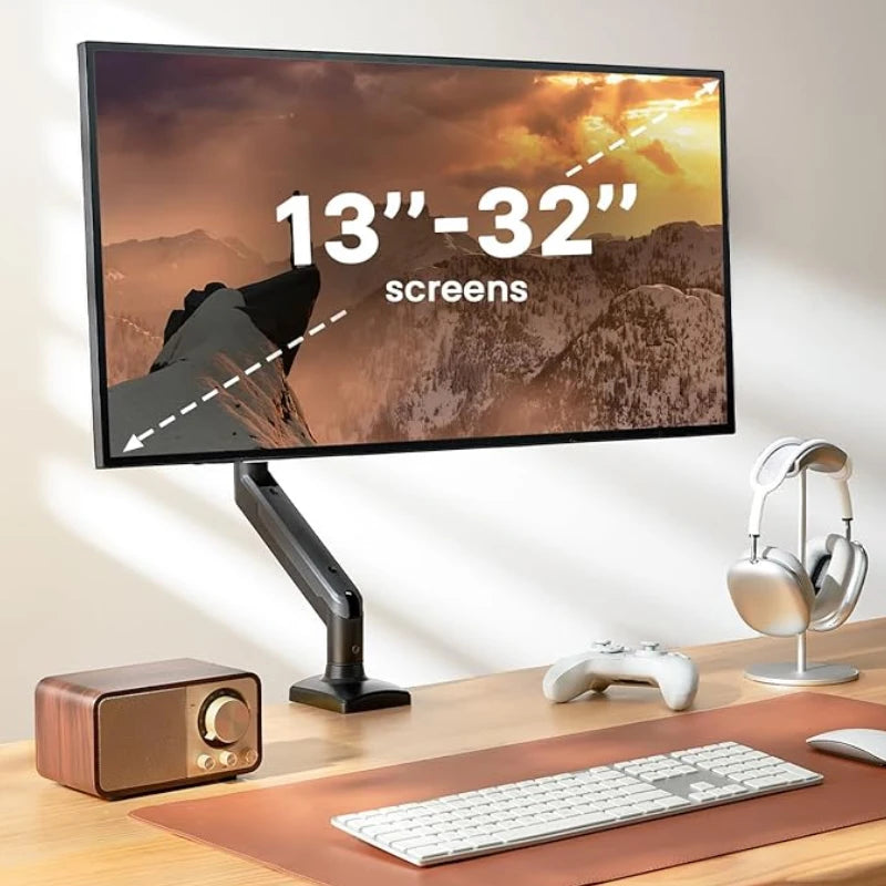 Single Monitor Bracket Up To 32 Inches And 19.8 Lbs Per Screen Computer Desk Mount Stand Adjustable Gas Spring